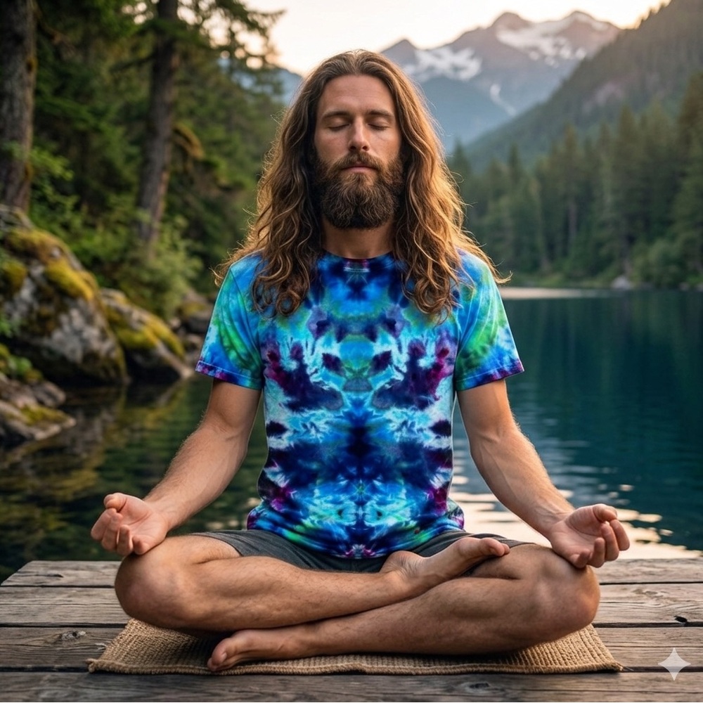 👽Organic Cotton Psychedelic Tie Dye Alien Spirit Guide T Shirt Mens Unisex Small